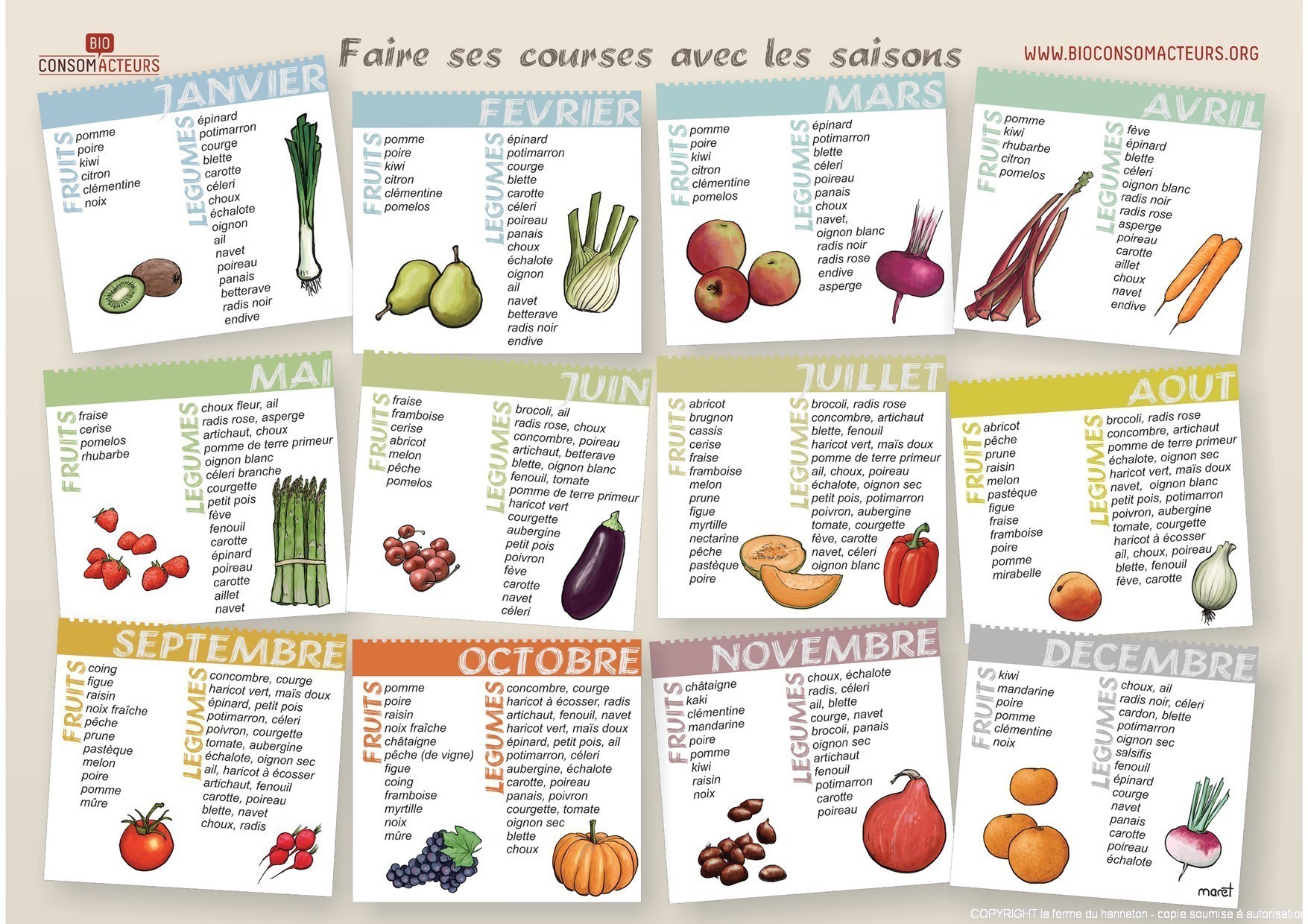 calendrier des fruits et légumes par saison